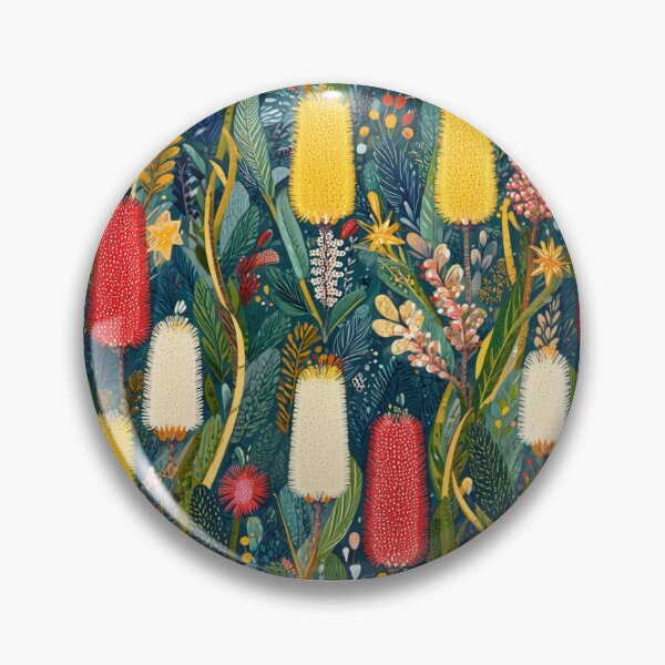 Item preview, Australian Native Floral Pattern – Banksia & Bottlebrush Folk Art designed and sold by TroyTheTerrific.