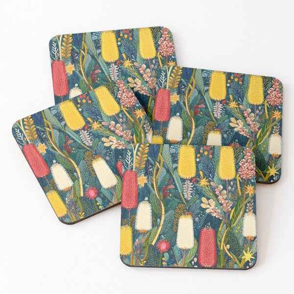 Item preview, Australian Native Floral Pattern – Banksia & Bottlebrush Folk Art designed and sold by TroyTheTerrific.