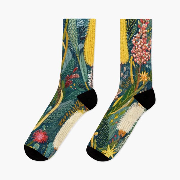 Item preview, Australian Native Floral Pattern – Banksia & Bottlebrush Folk Art designed and sold by TroyTheTerrific.
