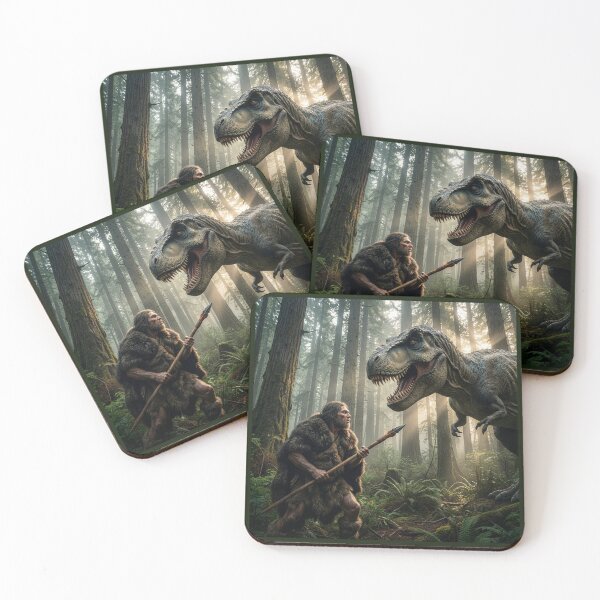 Item preview, Well, This is Awkward: Tyrannosaurus Meets Neanderthal designed and sold by Tridentulus.