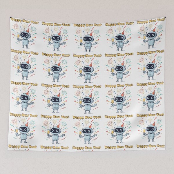 Item preview,  Happy New Year,cute ai robot with fireworks designed and sold by nicnacc.