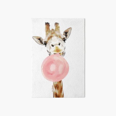 Pink Bubblegum Giraffe Art Board Print