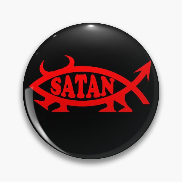 Item preview, Funny Nerdy Satan Fish Symbol Atheist Skeptic Red Text designed and sold by MathWare MathClips.