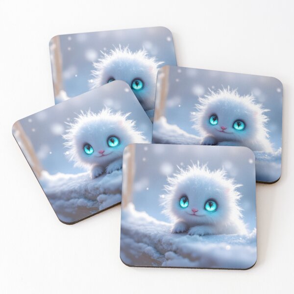 Item preview, Cutest Fluffy Creature Watching Snowfall - Magical Winter Fantasy Art designed and sold by DreamyWallVibes.