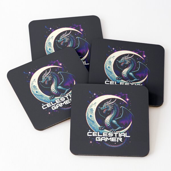 Item preview, Celestial Gamer Fantasy Dragon Design with Crescent Moon and Starry Night Sky designed and sold by SplashTastic.