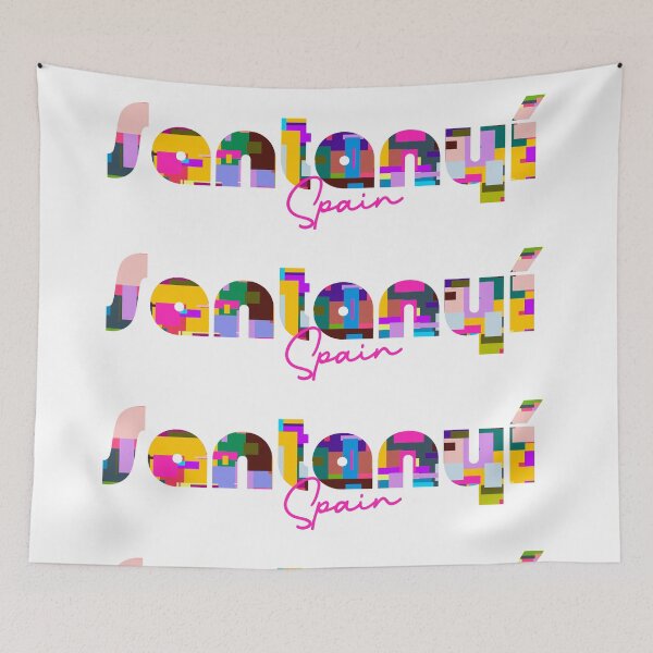 Item preview, Santanyí, Spain, Vibrant Abstract City Typography Art designed and sold by Wanderful-roads.