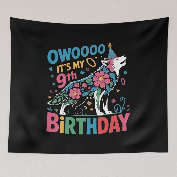 Item preview, Floral Howling 9th Years Wolves Cute Wolf Lover Birthday  designed and sold by RoyTill0Art.