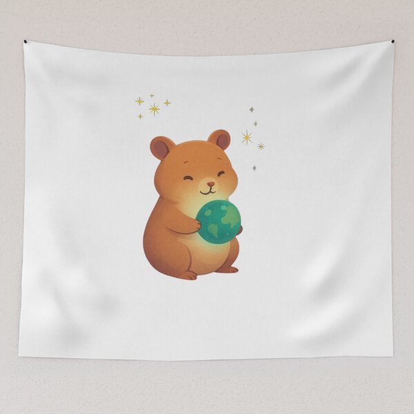 Item preview, Cute Bear Holding Earth Illustration – Whimsical Planet Art designed and sold by ELVIN DESIGNS.