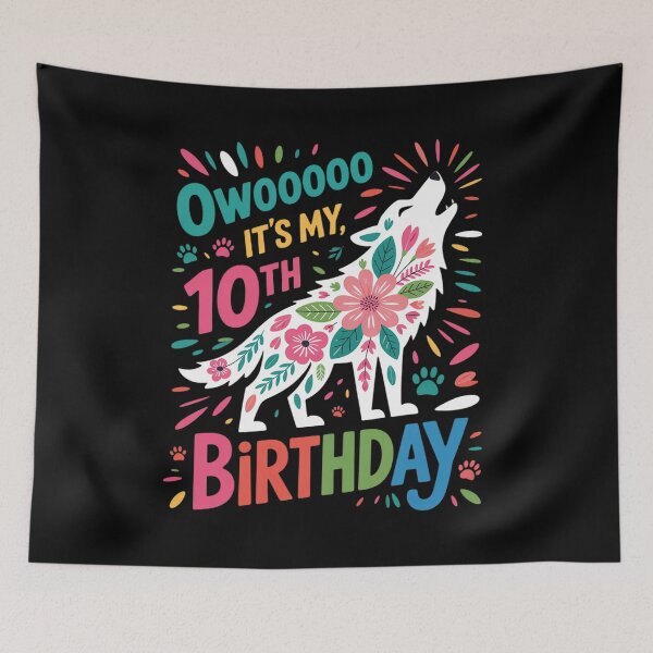 Item preview, Floral Howling Watercolor Wolf 10th Years Wolves Birthday  designed and sold by RoyTill0Art.