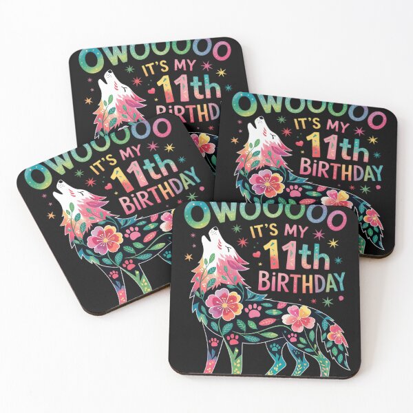 Item preview, Floral Howling Watercolor Wolf 11th Years Wolves Birthday  designed and sold by RoyTill0Art.