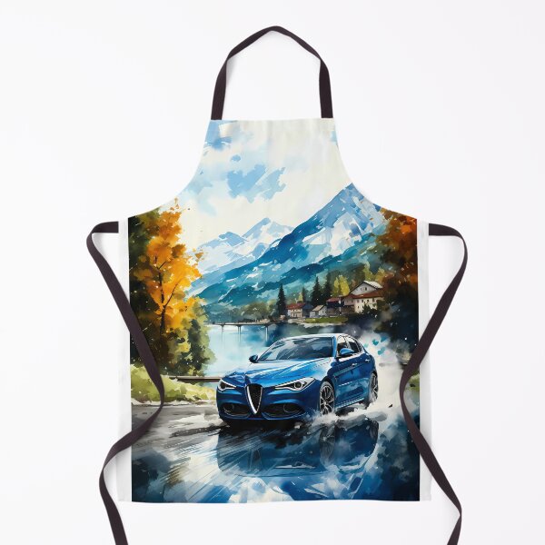 Item preview, Italian performance car carving wet curve beneath snowy peaks designed and sold by RevUpDesign.