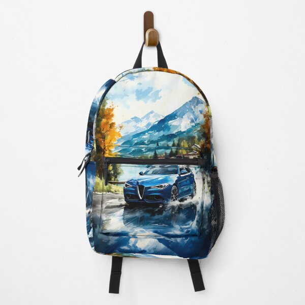 Item preview, Italian performance car carving wet curve beneath snowy peaks designed and sold by RevUpDesign.