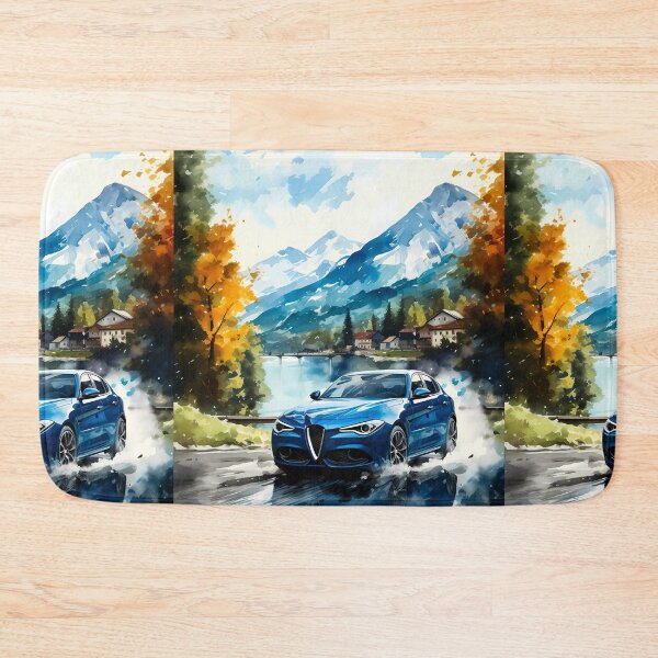 Item preview, Italian performance car carving wet curve beneath snowy peaks designed and sold by RevUpDesign.