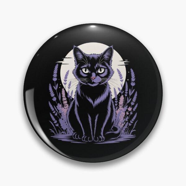 Item preview, Floral Lavender Flower Black Cat  designed and sold by RoyTill0Art.