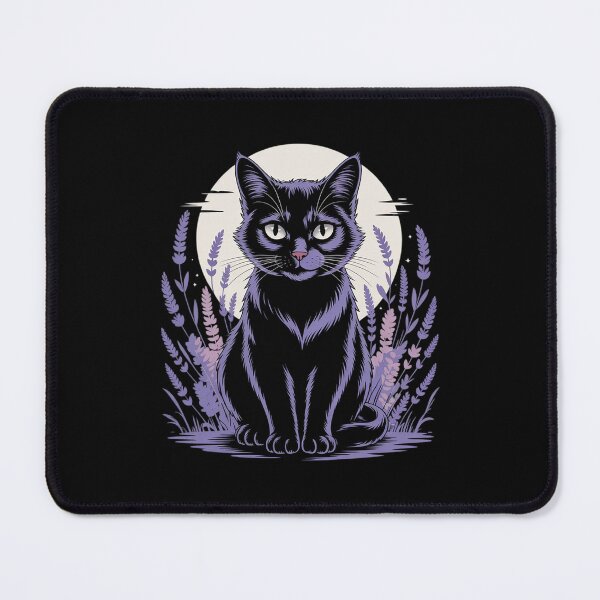 Item preview, Floral Lavender Flower Black Cat  designed and sold by RoyTill0Art.