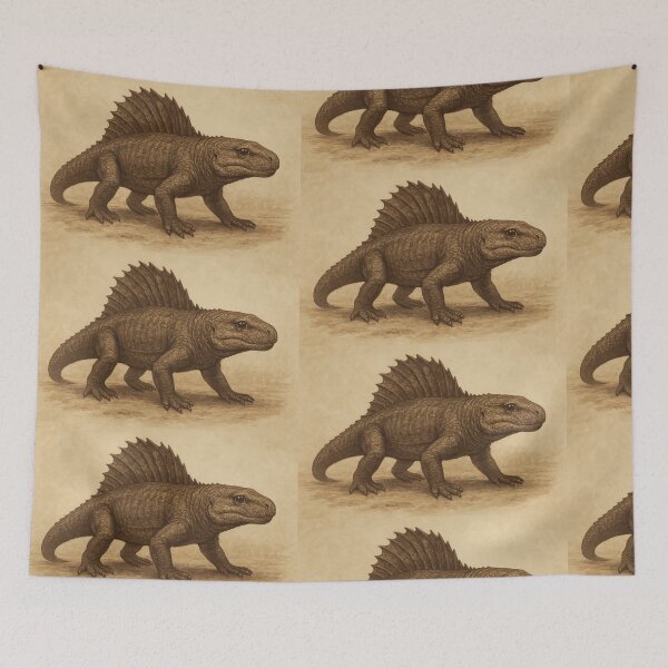 Item preview, The Permian Majesty: Dimetrodon in Vintage Sepia Tones designed and sold by PrehistoryPulse.