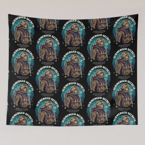 Item preview, Submarine Secrets – Vintage Deep Sea Diver Illustration designed and sold by Dogandesighn.