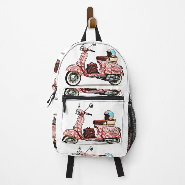Artikelvorschau, Retro-Kunstwerk: Pinke Vespa-Roller – Vintage-Illustration eines italienischen Mopeds entworfen und verkauft von Hen-C-Art.
