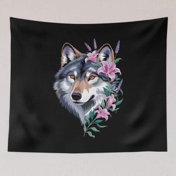 Item preview, Floral Wolf Aesthetic Flowers Wolf Face for Wolves Lover  designed and sold by RoyTill0Art.