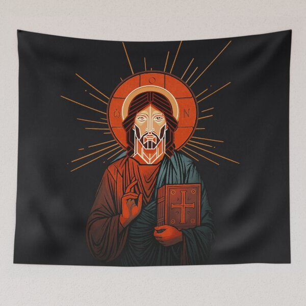 Item preview, LUX MUNDI — Geometric Byzantine Christ Icon designed and sold by Sanctum Icons.