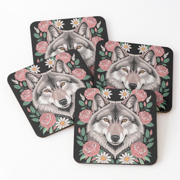 Item preview, Floral Wolf Magical Wolf Half Face Halfe Flower Wildlife  designed and sold by RoyTill0Art.