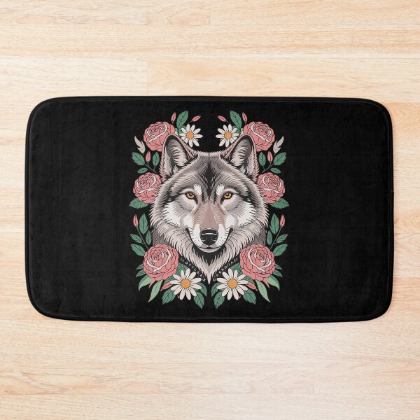 Item preview, Floral Wolf Magical Wolf Half Face Halfe Flower Wildlife  designed and sold by RoyTill0Art.