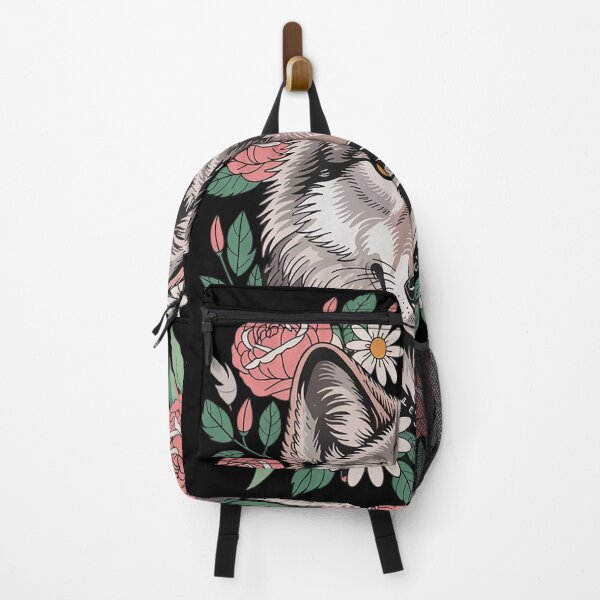 Item preview, Floral Wolf Magical Wolf Half Face Halfe Flower Wildlife  designed and sold by RoyTill0Art.