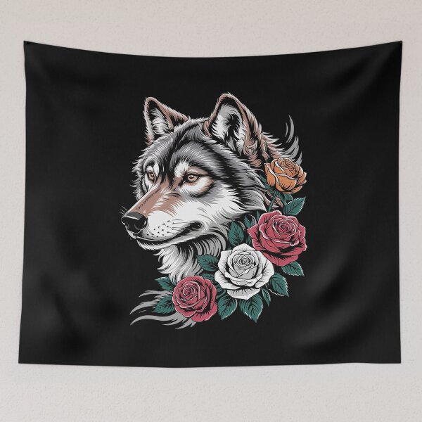 Item preview, Floral Wolf Vintage Flowers Rose Wolf Face for Wolves Lover  designed and sold by RoyTill0Art.
