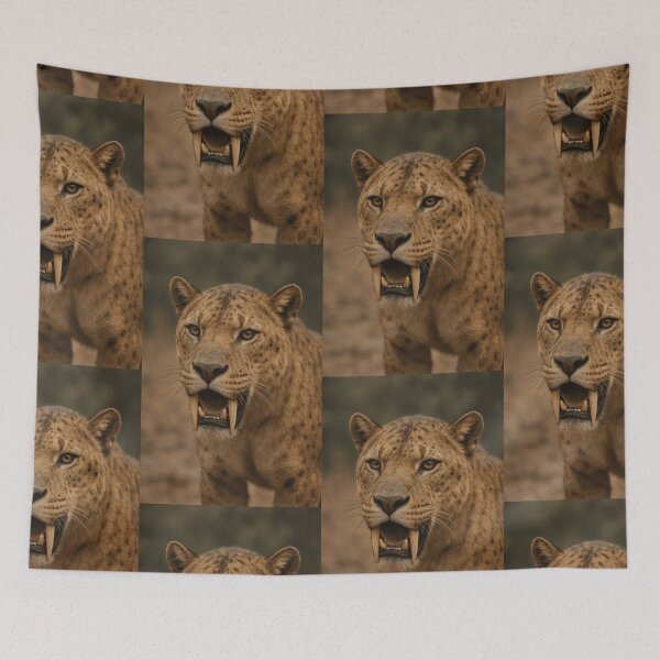 Item preview, Scimitar's Edge: Portrait of the Homotherium Hunter designed and sold by PrehistoryPulse.