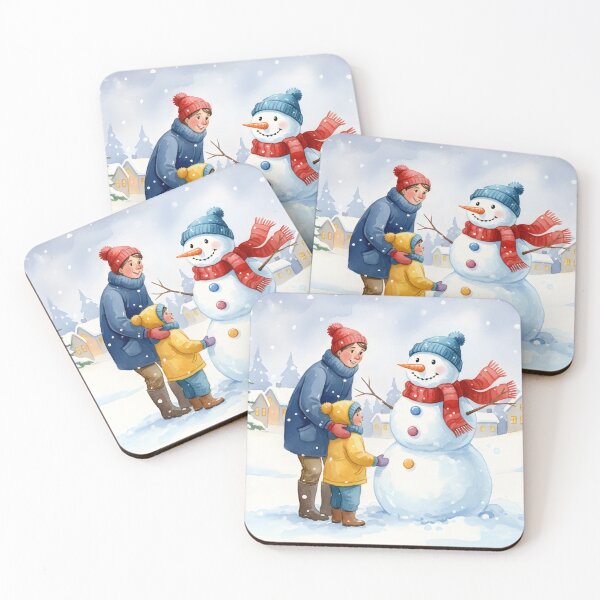 Item preview, Father and Son Building a Snowman in a Village designed and sold by homydesign.
