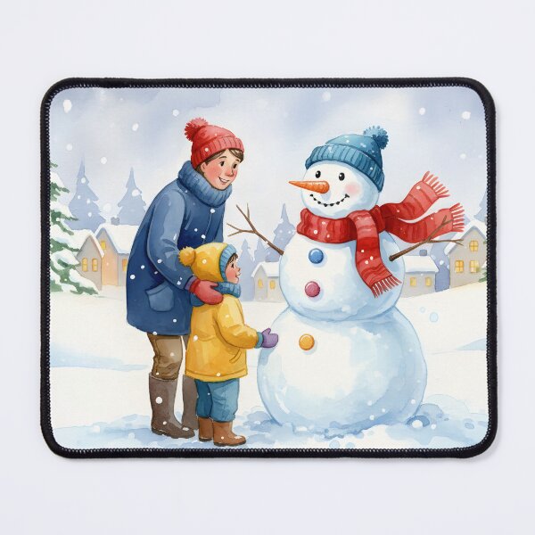 Item preview, Father and Son Building a Snowman in a Village designed and sold by homydesign.