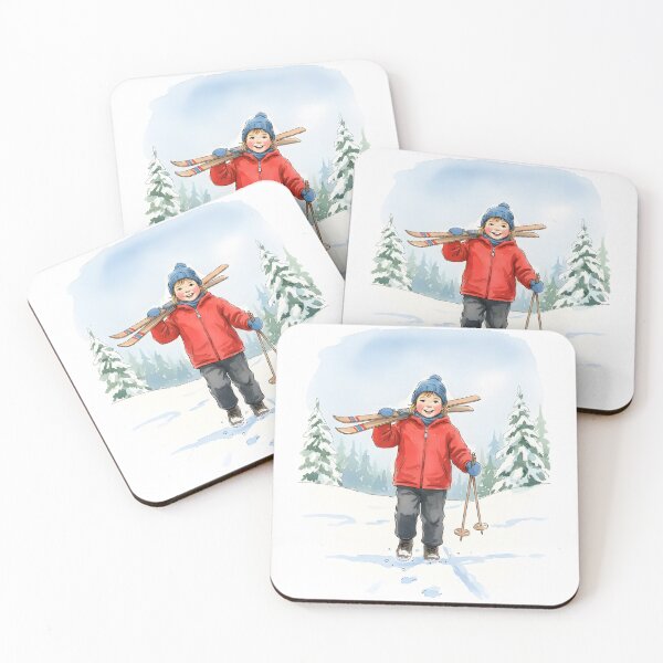 Item preview, Happy Child Walking with Skis in Snowy Winter Landscape designed and sold by homydesign.
