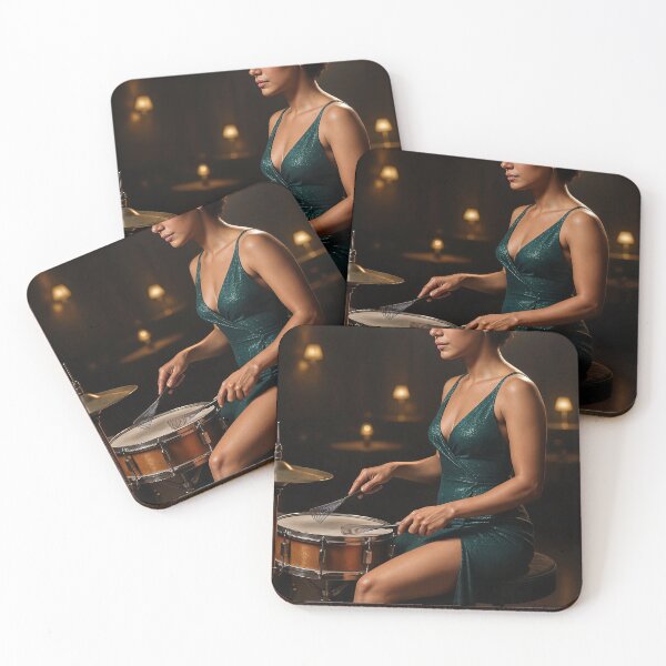 Item preview, Sarah plays drums in elegant green dress designed and sold by CathryneDelamort.
