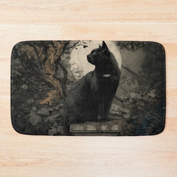 Item preview, Mystical Black Cat at the Moonlit Arch designed and sold by Erika Kaisersot.