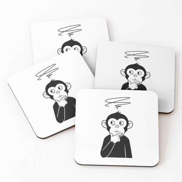 Item preview, Monkey Thinking Meme Minimal Design – Black & White Cartoon Illustration designed and sold by Qusai998.