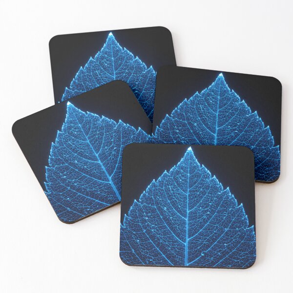 Item preview, Electric Blue Skeleton Leaf on Black designed and sold by homydesign.