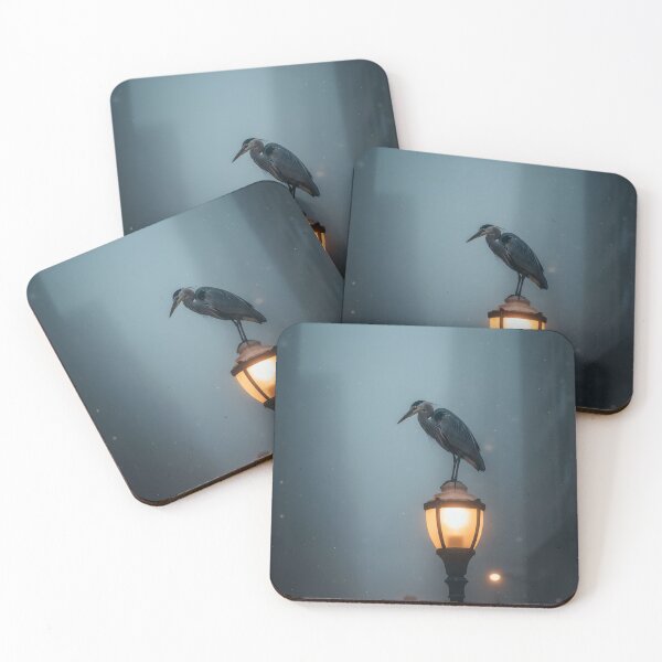 Item preview, Great Blue Heron Perched on a Foggy City Lamppost designed and sold by homydesign.