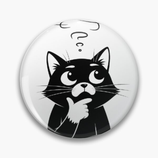 Item preview, Cat Thinking Meme Minimal Design – Black & White Cartoon Illustration designed and sold by Qusai998.