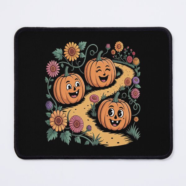 Item preview, Smiling Pumpkins On A Floral Pathway Halloween Vibes designed and sold by TeamLequid.