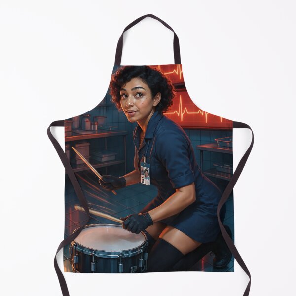 Item preview, Sarah plays drums in medical lab setting designed and sold by CathryneDelamort.