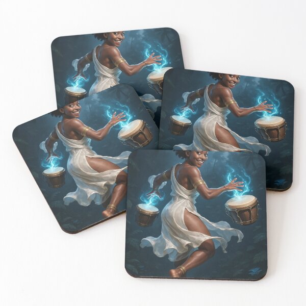 Item preview, Woman dancing with glowing drums under moonlight designed and sold by CathryneDelamort.