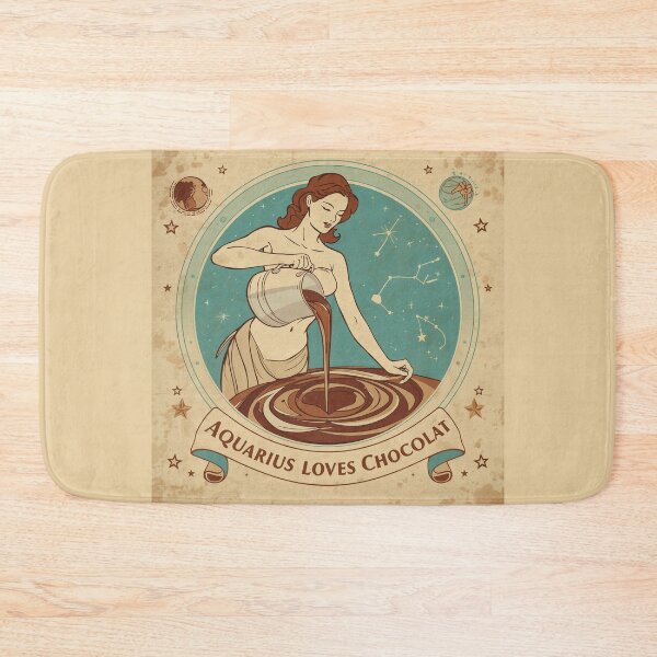 Item preview, Aquarius Loves Chocolate – Vintage Zodiac Chocolate Lover Art designed and sold by FindYouByZ.