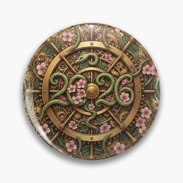 Item preview, 2026 Steampunk Snake – Floral Gear Zodiac New Year designed and sold by PunchDrop.