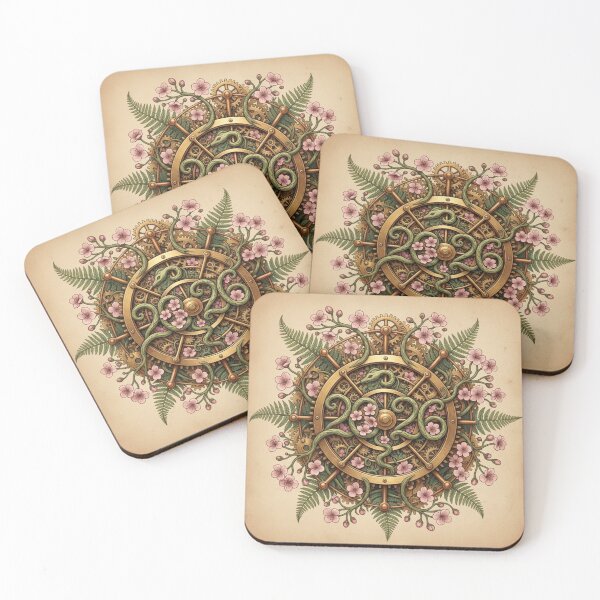 Item preview, 2026 Steampunk Snake – Floral Gear Zodiac New Year designed and sold by PunchDrop.