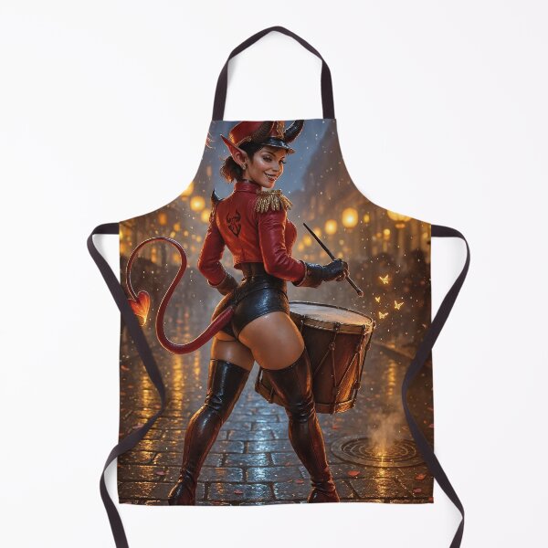 Item preview, Devilish drummer in red outfit with horns and tail designed and sold by CathryneDelamort.
