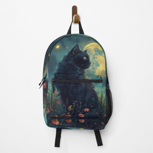 Item preview, Mystical Black Cat in Moonlit Meadow designed and sold by Erika Kaisersot.