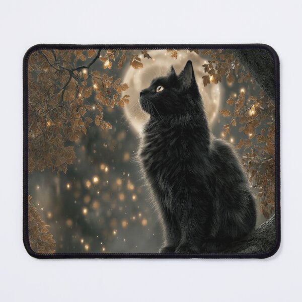 Item preview, Mystical Black Cat with Full Moon Glow designed and sold by Erika Kaisersot.