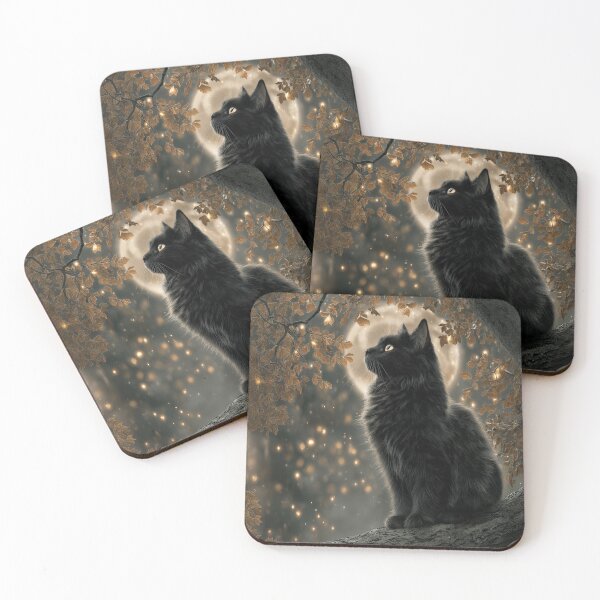 Item preview, Mystical Black Cat with Full Moon Glow designed and sold by Erika Kaisersot.