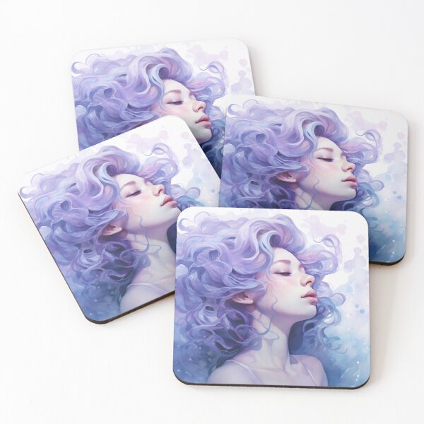 Item preview, Fantasia in Blue: Ethereal Woman with Whimsical Curls designed and sold by anytka.