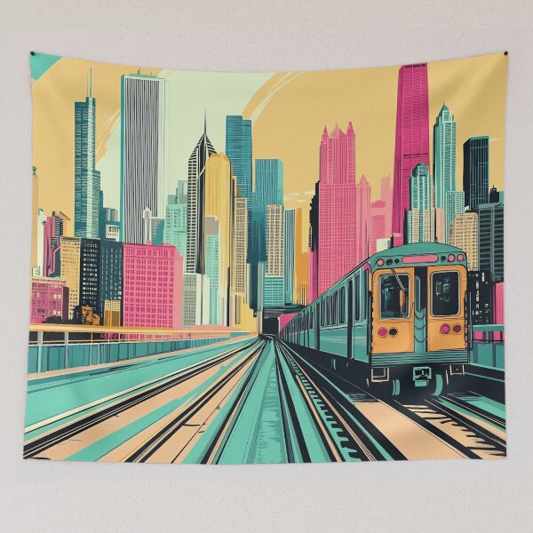 Item preview, City train zips through skyline designed and sold by anytka.
